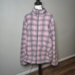 Plaid Pink and Gray Women's Reversible Jacket Size Large